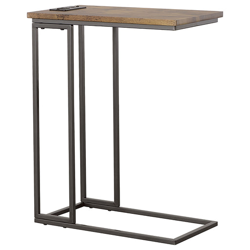 Homestyle Furniture - Coaster - Rudy C-Shaped Side Table with Power Outlet Antique Brown - 935871