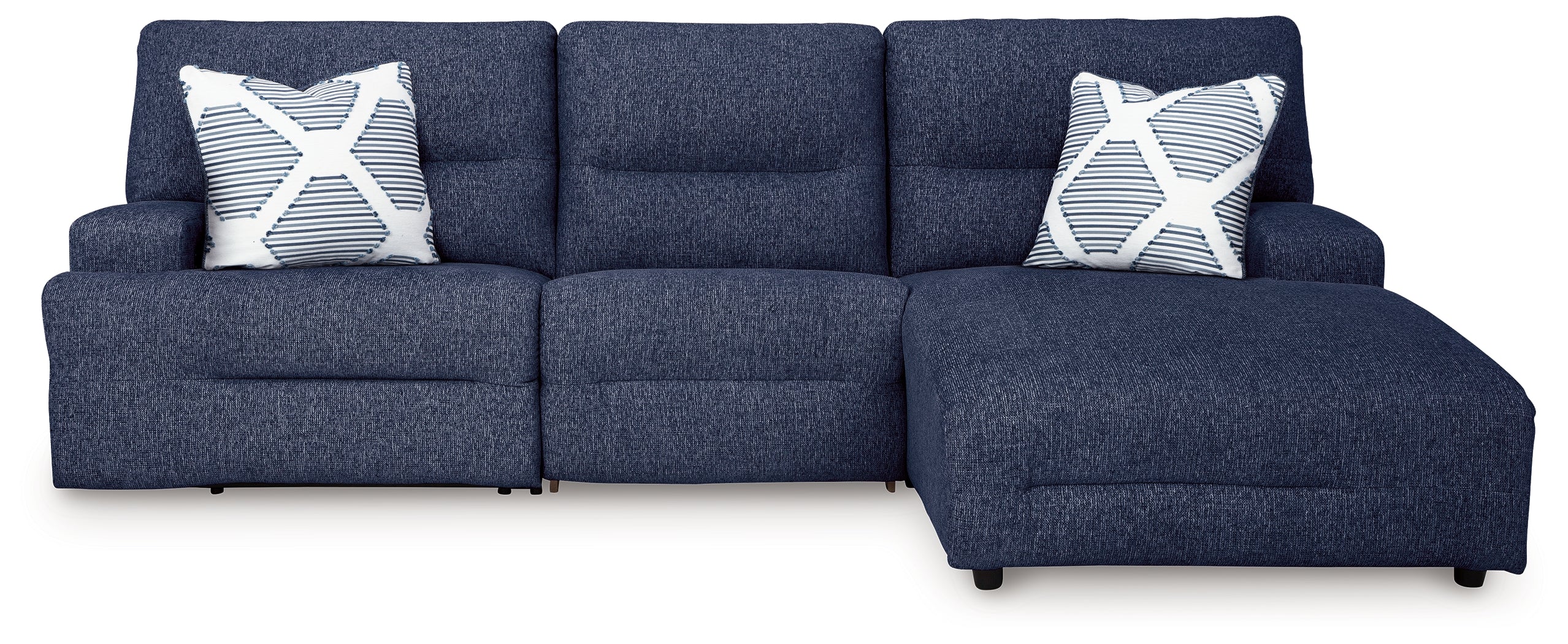 Homestyle Furniture - Ashley Furniture - Acklen Place 3-Piece Power Reclining Sectional - 3-Piece Power Reclining Sectional / Navy - 93607S6