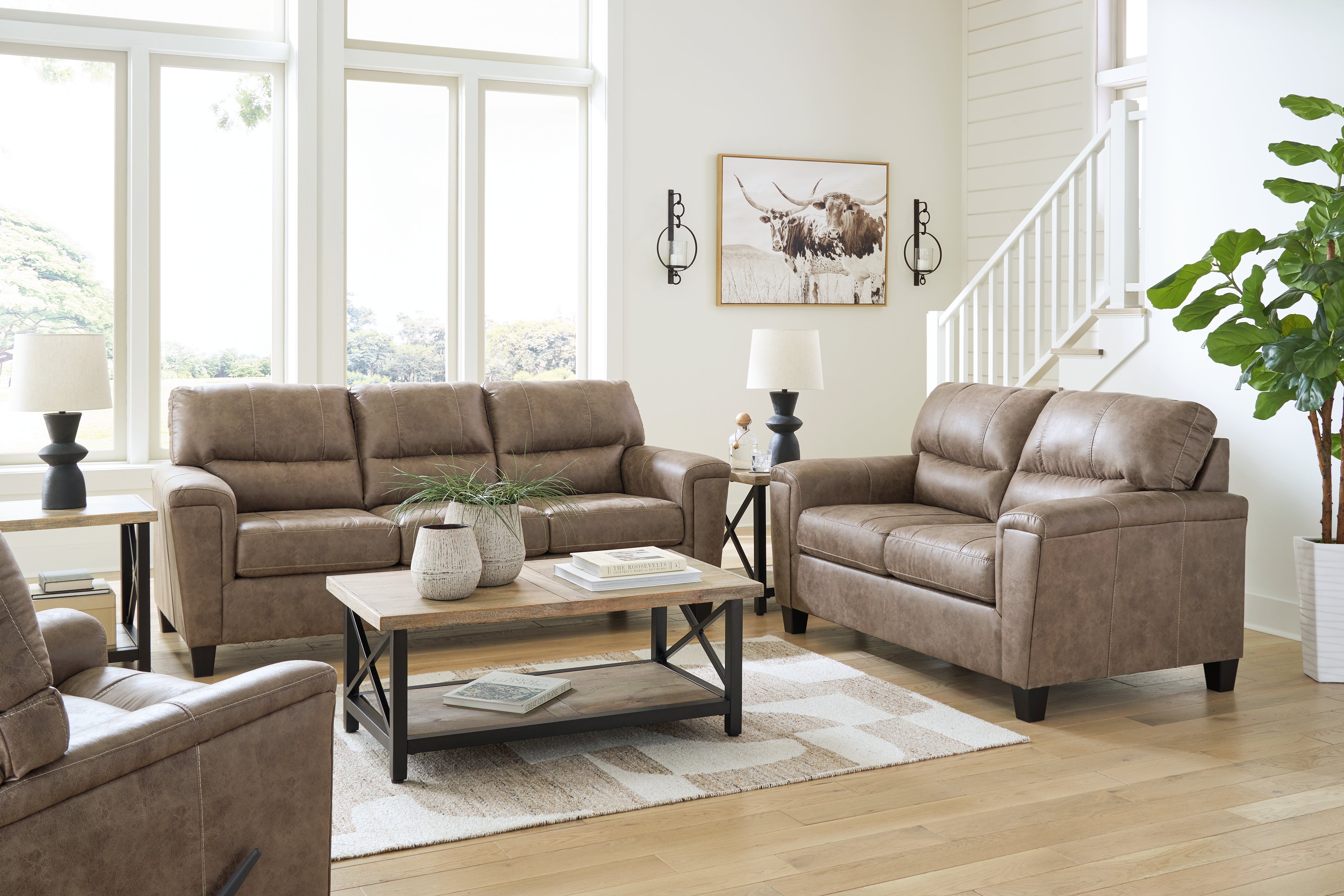 Homestyle Furniture - Ashley Furniture - Navi Sofa, Loveseat and Recliner - Sofa, Loveseat and Recliner / Fossil - 94004U2