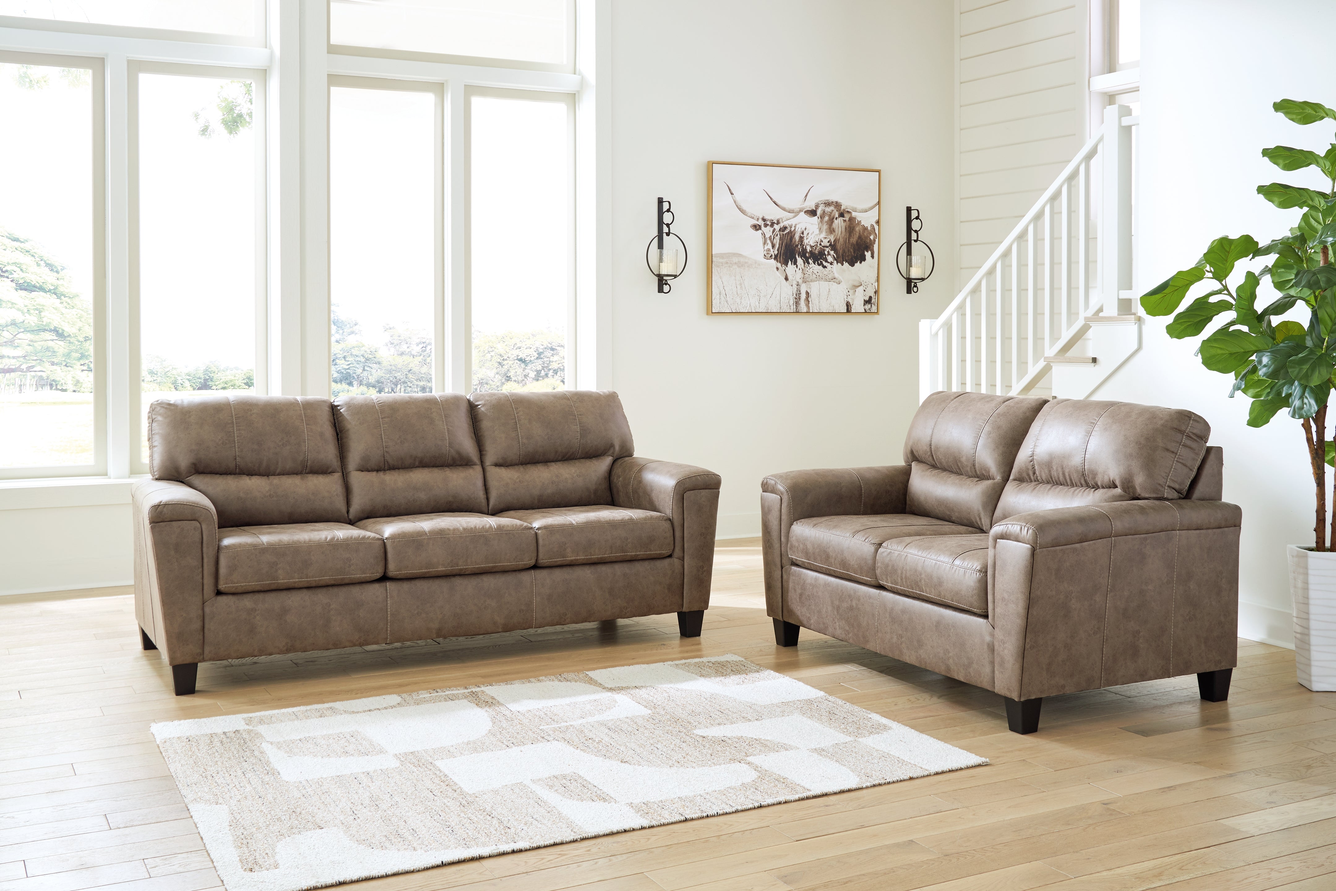 Homestyle Furniture - Ashley Furniture - Navi Sofa and Loveseat - Sofa and Loveseat / Fossil - 94004U1