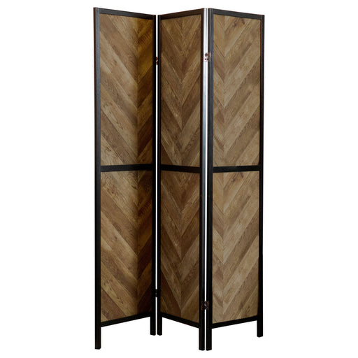 Homestyle Furniture - Coaster - Marlene 3-Panel Room Divider Folding Screen Rustic Tobacco - 962922