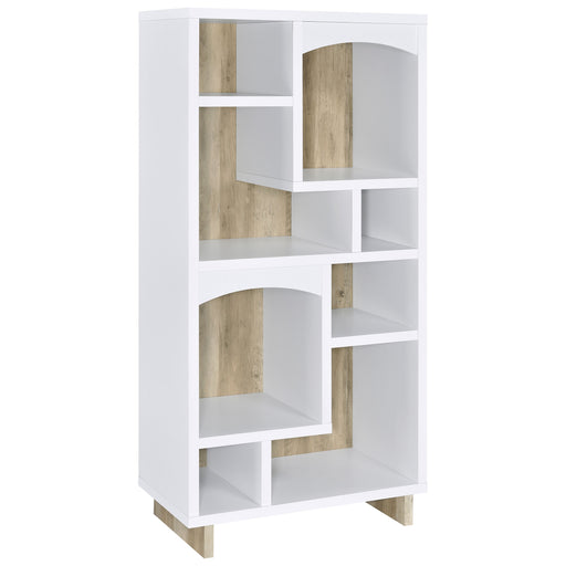 Homestyle Furniture - Coaster - Dalton 65-inch 6-shelf Bookcase White and Distressed Pine - 980075