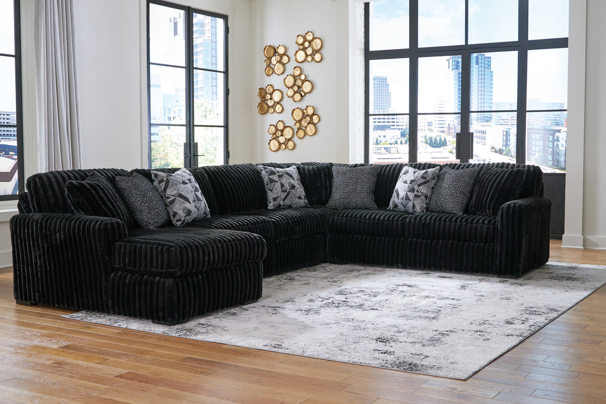 Homestyle Furniture - Ashley Furniture - Midnight-Madness 4-Piece Sectional with Chaise - RAF 4-Piece Sectional with Chaise - 98103S4