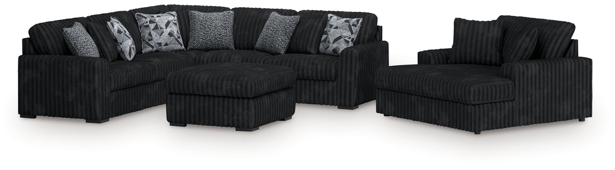 Homestyle Furniture - Ashley Furniture - Midnight-Madness 3-Piece Sectional, Chaise and Oversized Accent Ottoman - 3-Piece Sectional, Chaise and Oversized Accent Ottoman - 98103U1