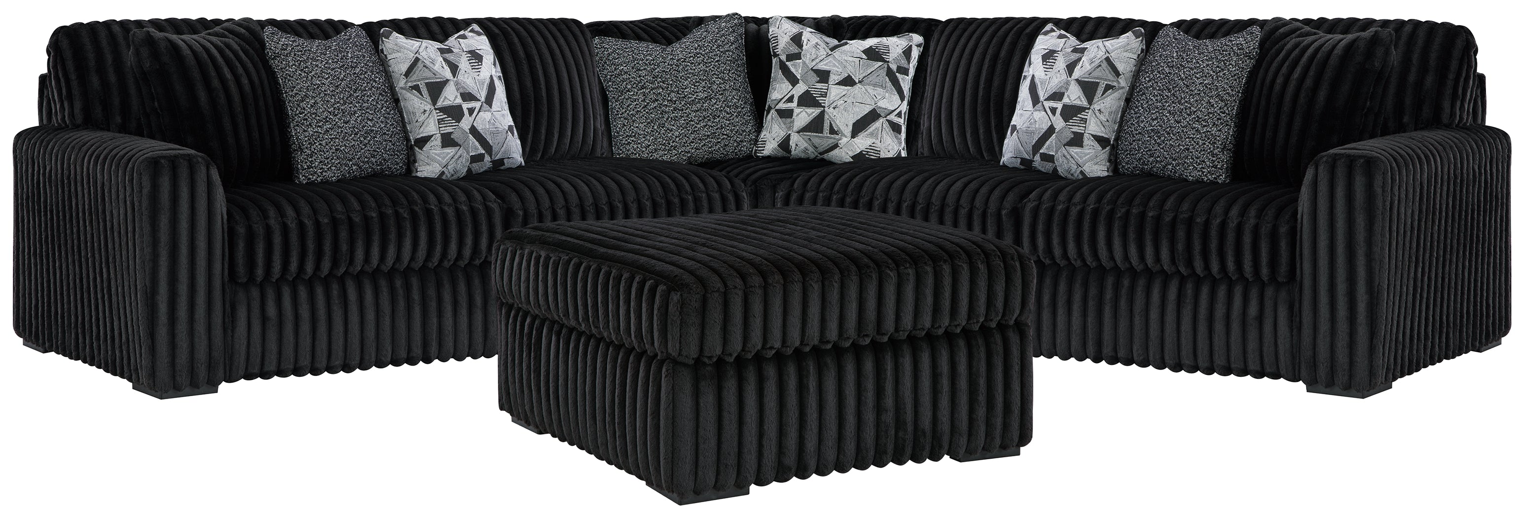 Homestyle Furniture - Ashley Furniture - Midnight-Madness 3-Piece Sectional and Oversized Ottoman - 3-Piece Sectional and Oversized Ottoman - 98103U7