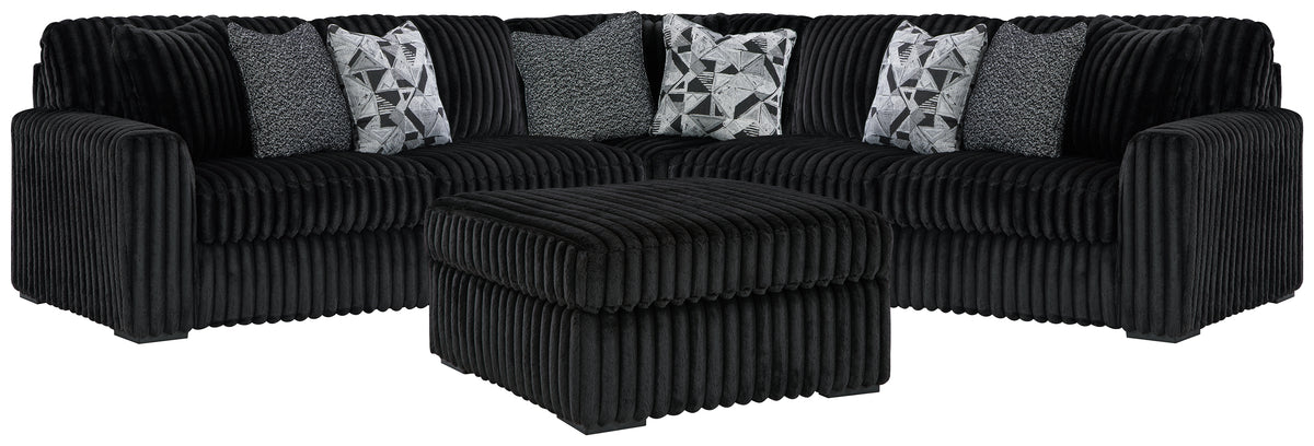 Homestyle Furniture - Ashley Furniture - Midnight-Madness 3-Piece Sectional and Oversized Ottoman - 3-Piece Sectional and Oversized Ottoman - 98103U7