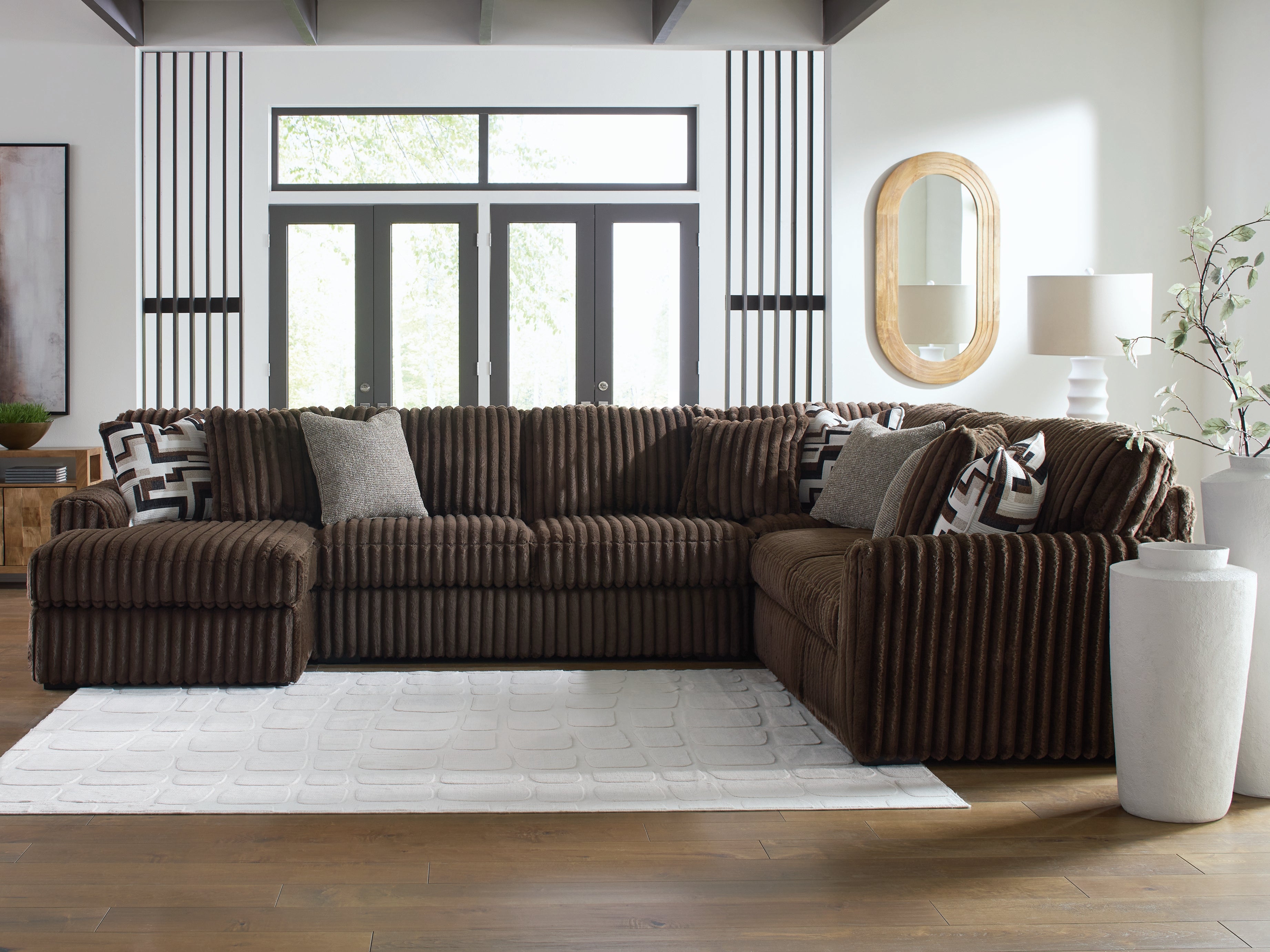 Homestyle Furniture - Ashley Furniture - Midnight-Madness 4-Piece Sectional with Chaise - RAF 4-Piece Sectional with Chaise / Chocolate - 98104S4