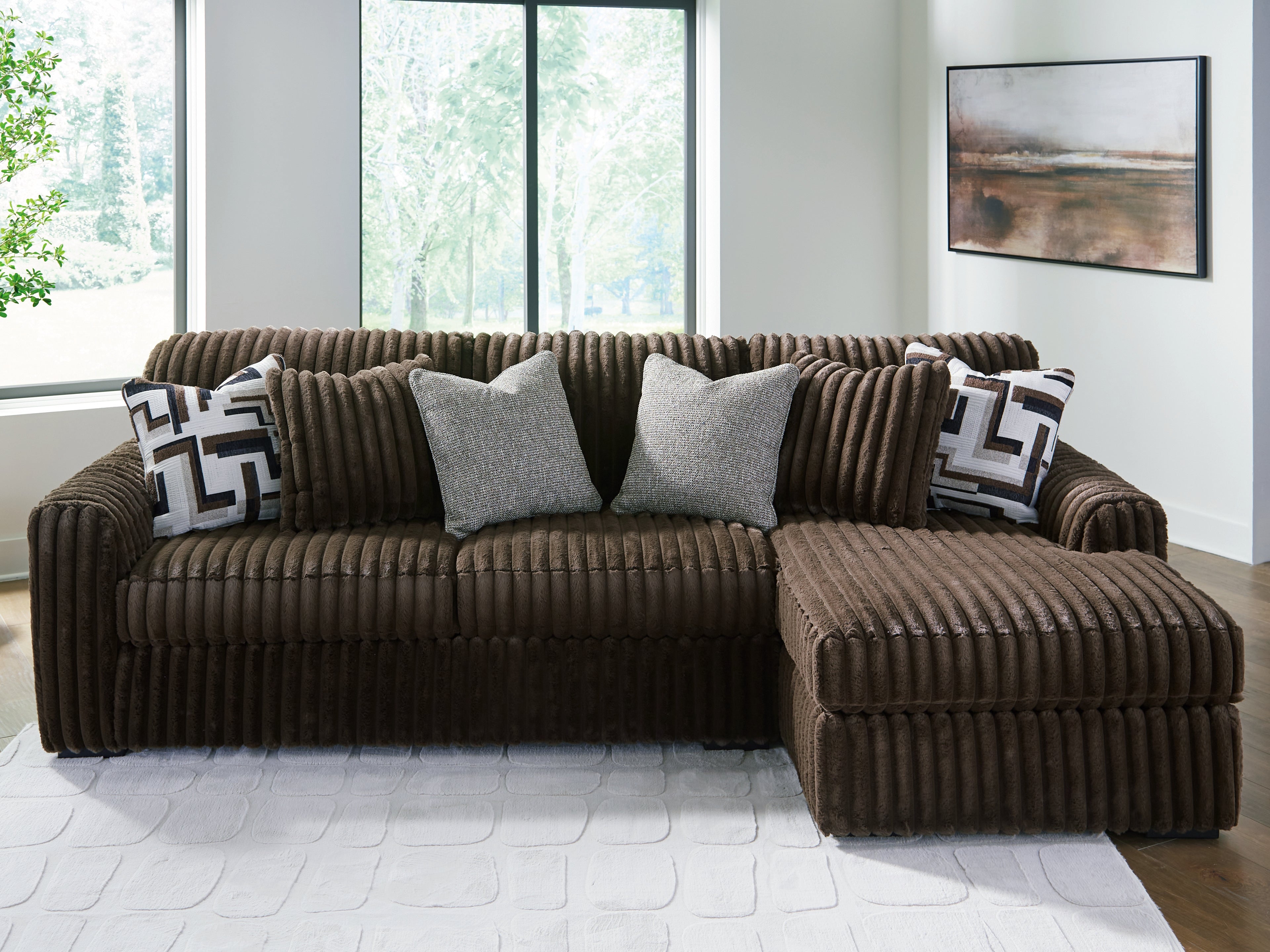 Homestyle Furniture - Ashley Furniture - Midnight-Madness 2-Piece Sectional Sofa with Chaise - LAF 2-Piece Sectional Sofa with Chaise / Chocolate - 98104S2