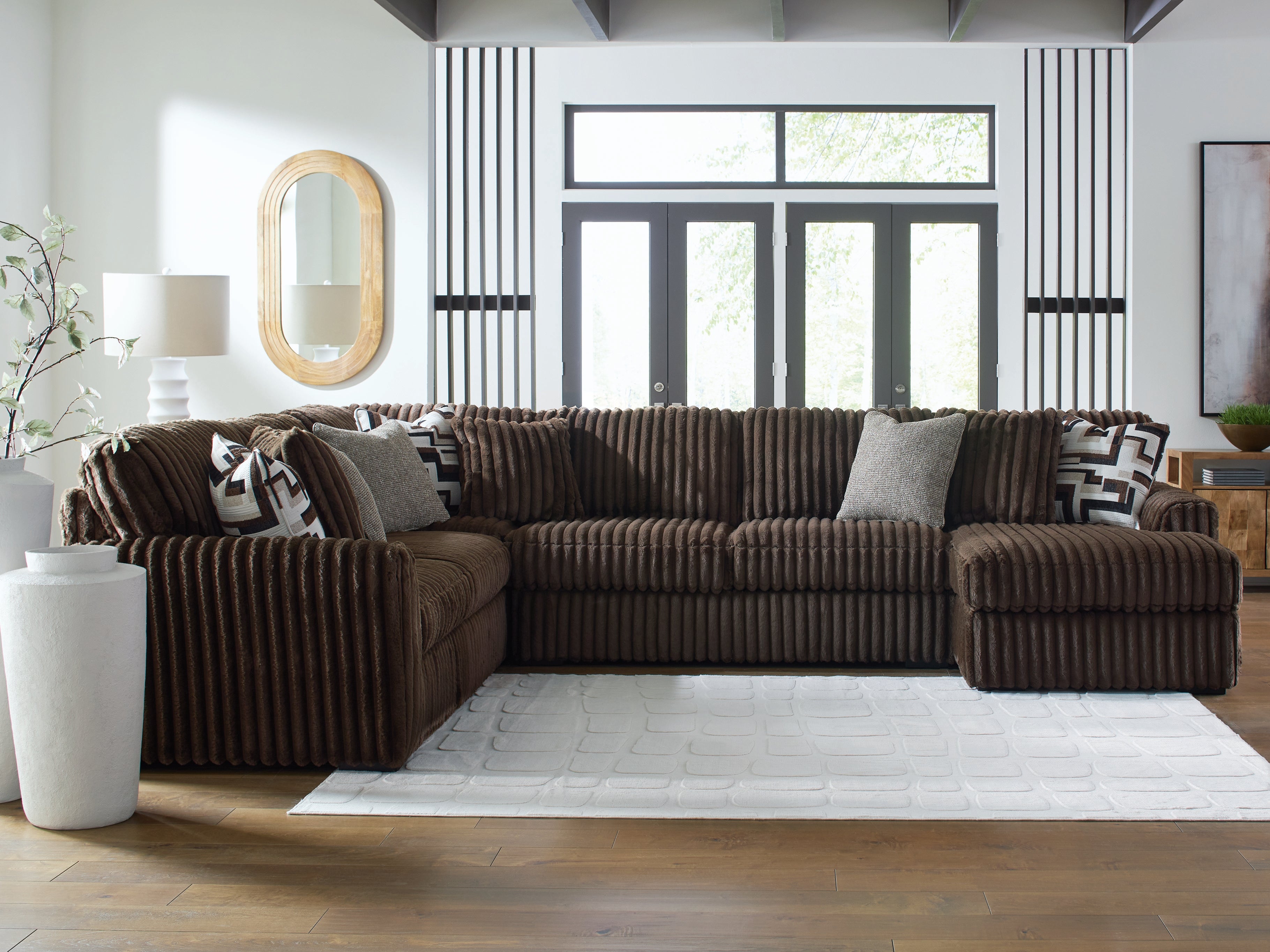 Homestyle Furniture - Ashley Furniture - Midnight-Madness 4-Piece Sectional with Chaise - LAF 4-Piece Sectional with Chaise / Chocolate - 98104S3