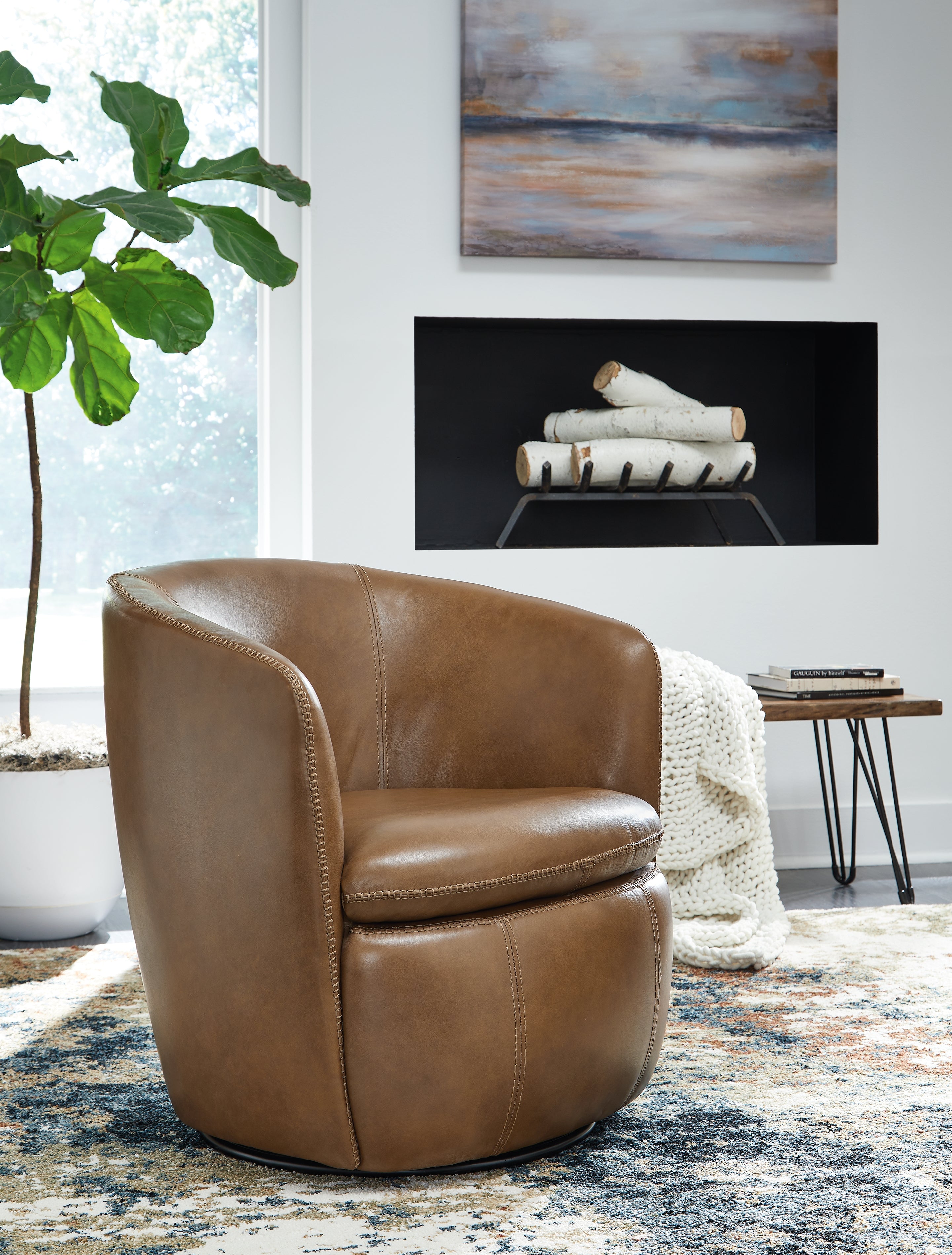 Homestyle Furniture - Ashley Furniture - Kierreys Swivel Accent Chair - Swivel Accent Chair / Caramel - A3000700