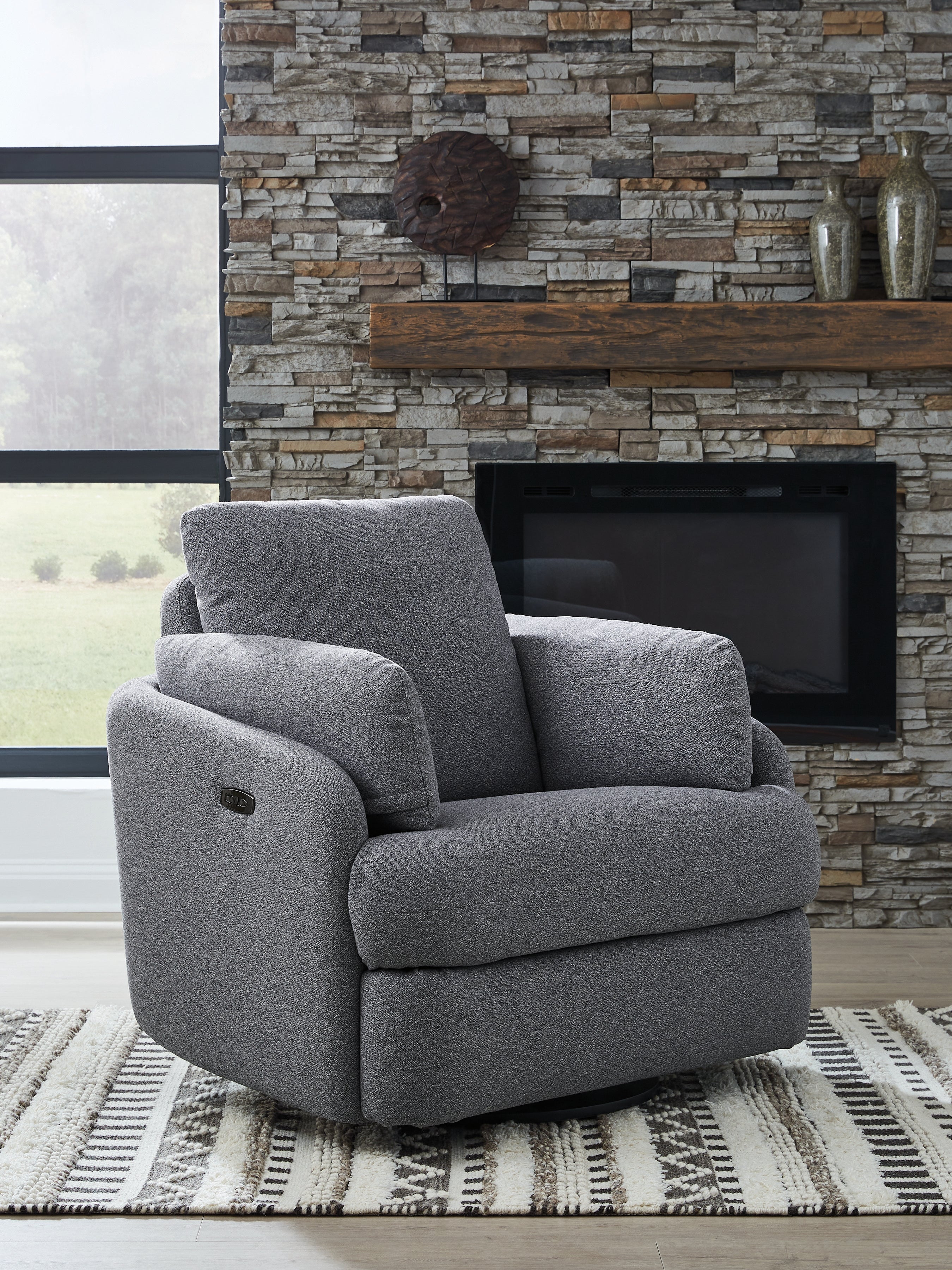 Homestyle Furniture - Ashley Furniture - Alainmont Next-Gen Nuvella Swivel Power Recliner - Swivel Power Recliner / Salt and Pepper - A3000738