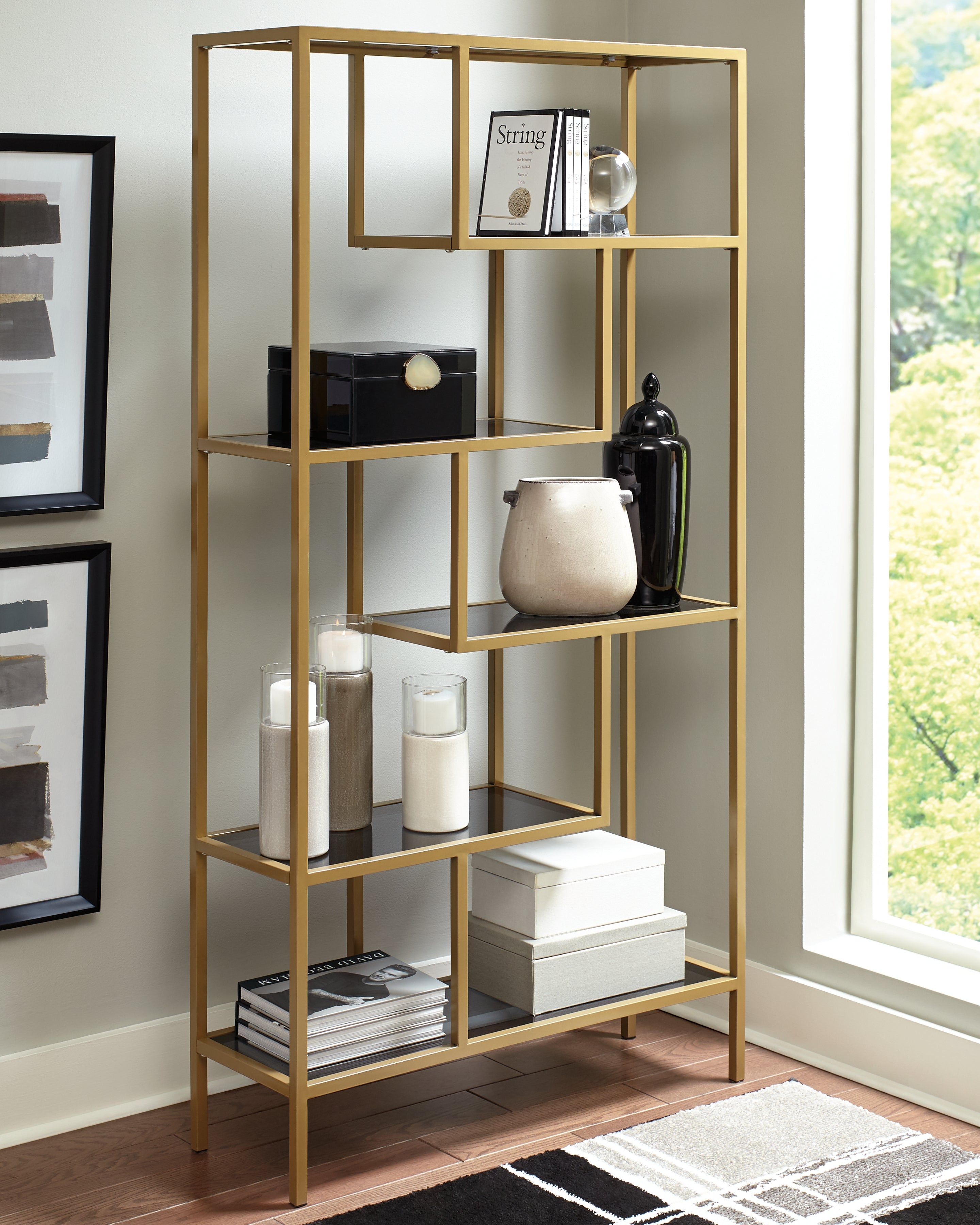 Homestyle Furniture - Ashley Furniture - Frankwell Bookcase - Bookcase / Gold Finish - A4000286