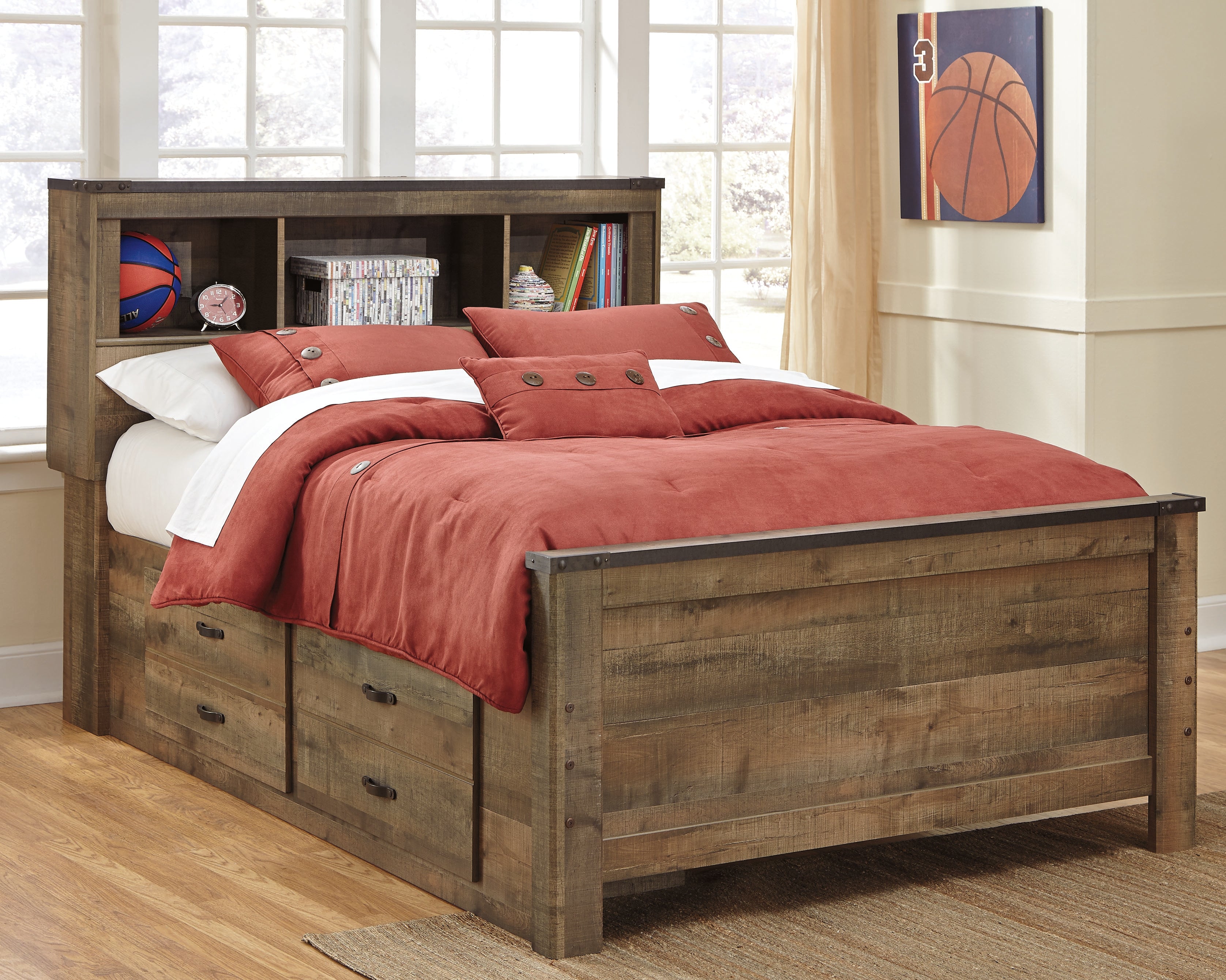 Homestyle Furniture - Ashley Furniture - Trinell Full Panel Bed with 2 Storage Drawers - Full Panel Bed with 2 Storage Drawers - B446B10