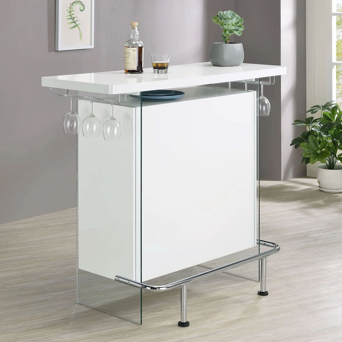 Acosta Rectangular Bar Unit with Footrest and Glass Side Panels  Homestyle Furniture (ARk)