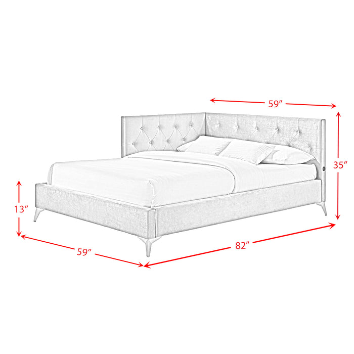 Amberley Full UPH Corner Bed with LED and USB in Grey