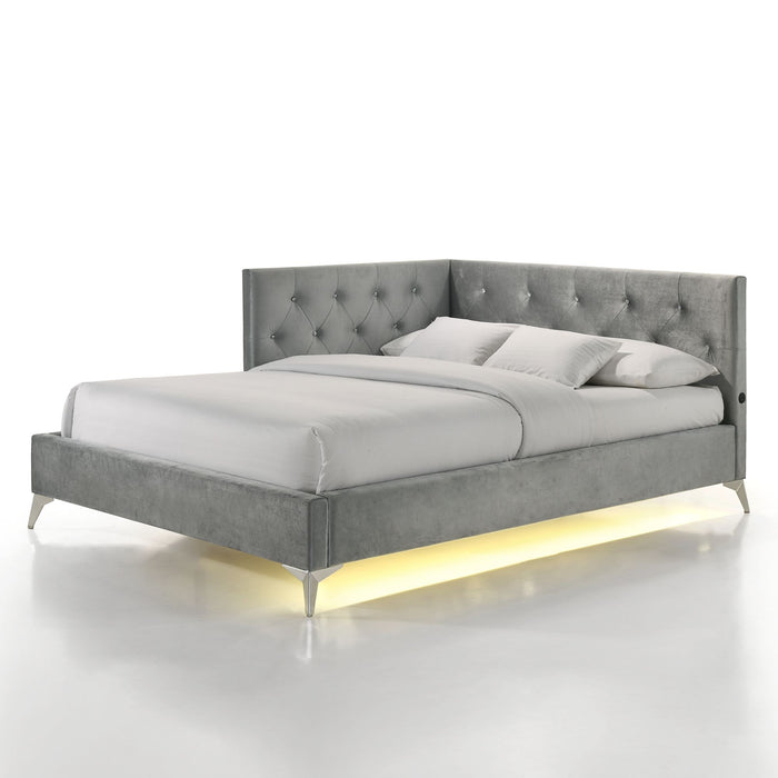 Amberley Full UPH Corner Bed with LED and USB in Grey