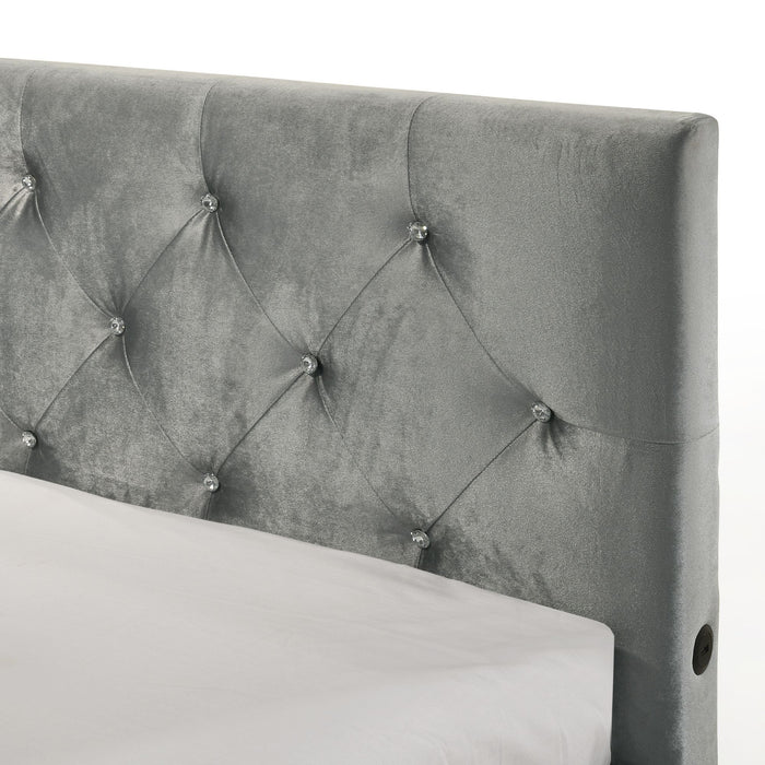 Amberley Full UPH Corner Bed with LED and USB in Grey