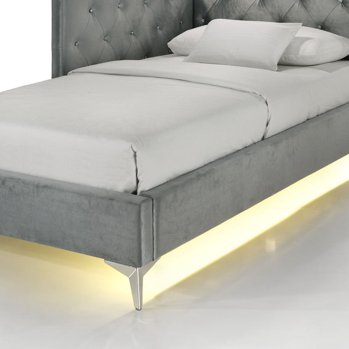 Amberley Full UPH Corner Bed with LED and USB in Grey