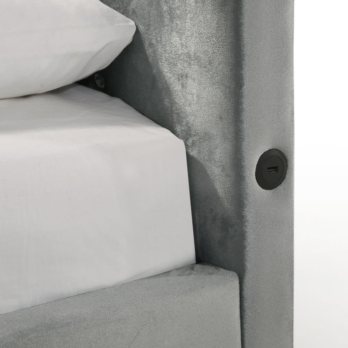Amberley Full UPH Corner Bed with LED and USB in Grey