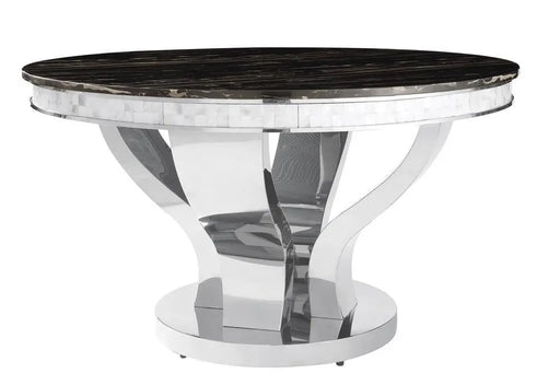 Anchorage Round Dining Table Chrome and Black  Homestyle Furniture (ARk)