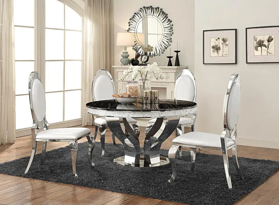 Anchorage Round Dining Table Chrome and Black  Homestyle Furniture (ARk)