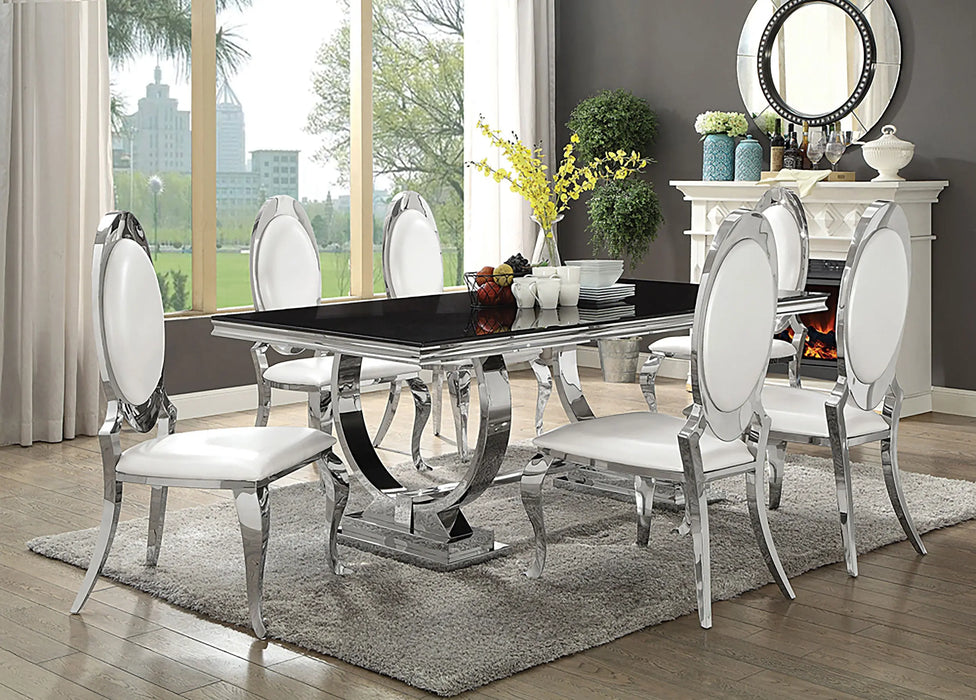 Antoine Rectangular Dining Set Chrome and Grey  Homestyle Furniture (ARk)