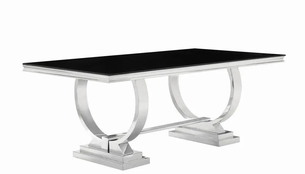 Antoine Rectangular Dining Table Chrome and Black  Homestyle Furniture (ARk)