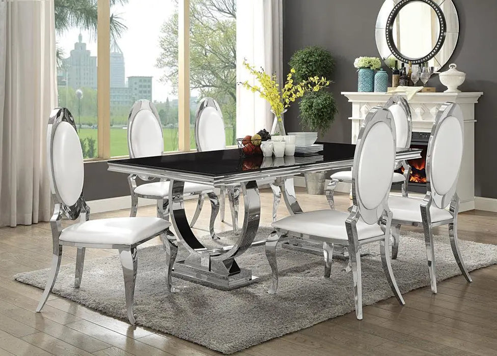 Antoine Rectangular Dining Table Chrome and Black  Homestyle Furniture (ARk)