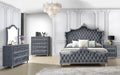 Antonella 4-Piece Queen Upholstered Tufted Bedroom Set Grey  Homestyle Furniture (ARk)