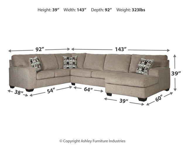 Ballinasloe 3-Piece Sectional with Chaise READY IN STOCK