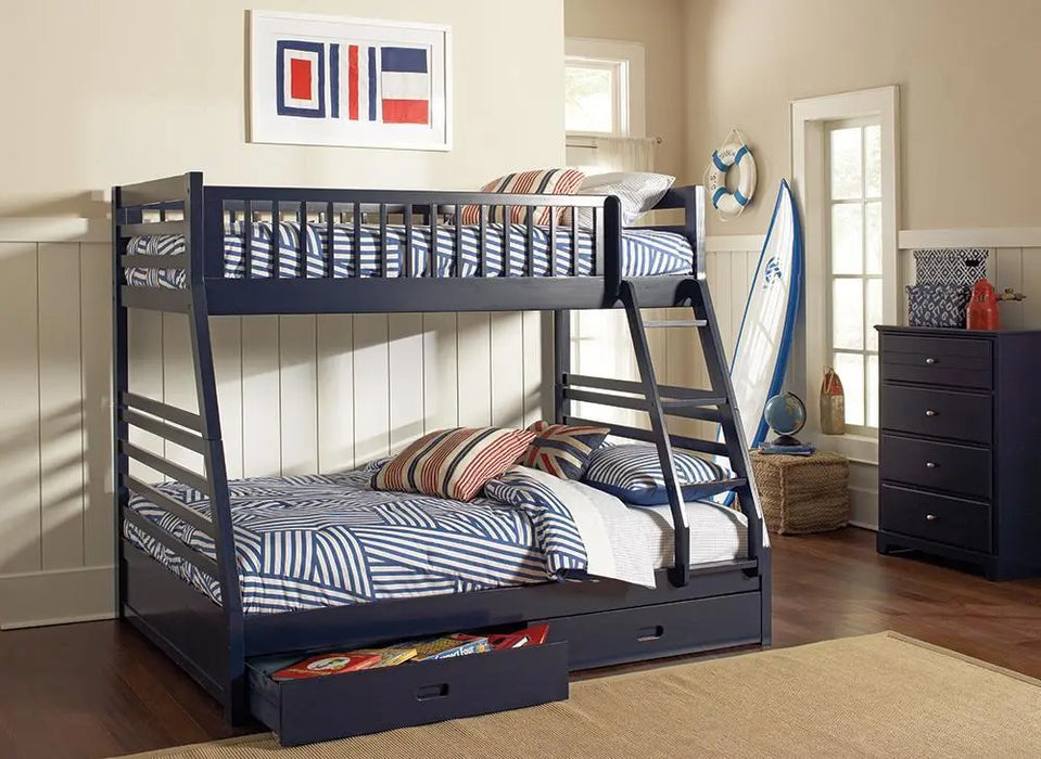 Ashton Twin Over Full 2-drawer Bunk Bed Navy Blue  Homestyle Furniture (ARk)