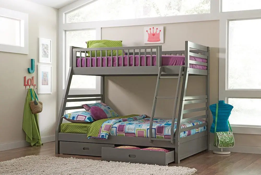 Ashton Twin Over Full Bunk 2-drawer Bed Grey  Homestyle Furniture (ARk)