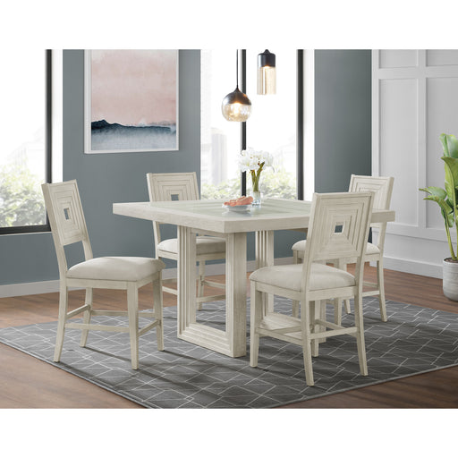 Avalanche Square Counter Table in Antique White – SKU D-11600-7-SCT | HomeStyle Furniture