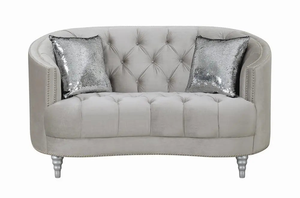 Avonlea Sloped Arm Tufted Loveseat Grey  Homestyle Furniture (ARk)