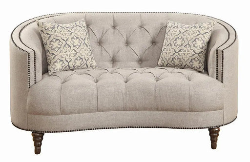 Avonlea Sloped Arm Upholstered Loveseat Trim Grey  Homestyle Furniture (ARk)