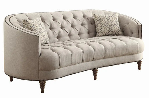 Avonlea Sloped Arm Upholstered Sofa Trim Grey  Homestyle Furniture (ARk)