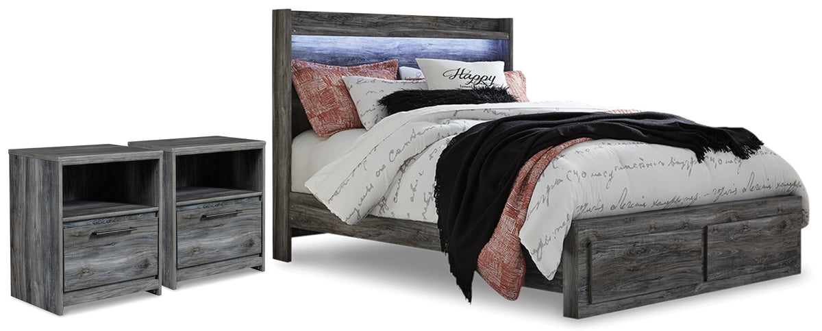 Homestyle Furniture - Ashley Furniture - Baystorm Queen Panel Storage Bed and 2 Nightstands - Queen Panel Storage Bed and 2 Nightstands - B221B84