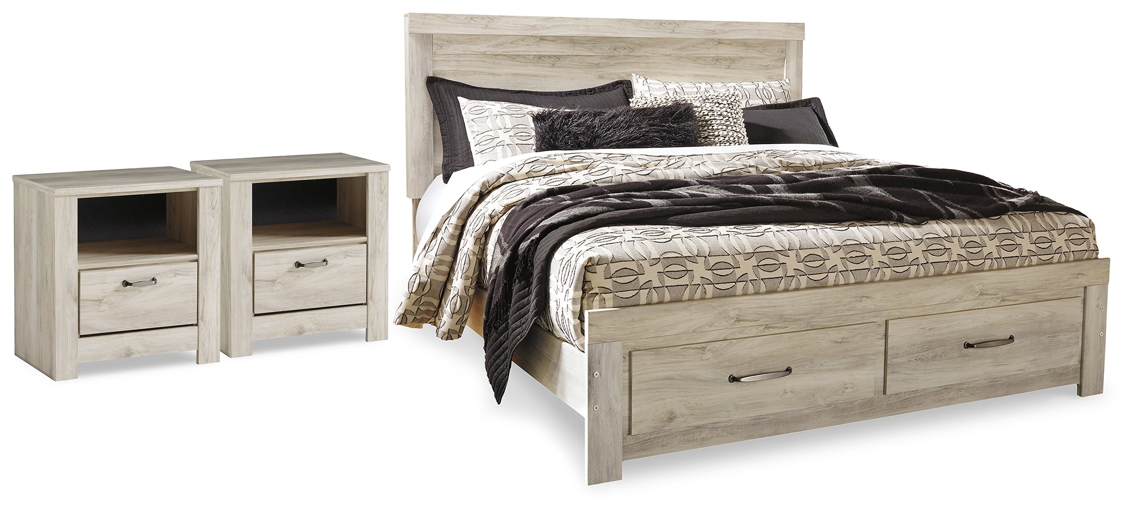 Homestyle Furniture - Ashley Furniture - Bellaby King Storage Bed and 2 Nightstands - King Storage Bed and 2 Nightstands - B331B23