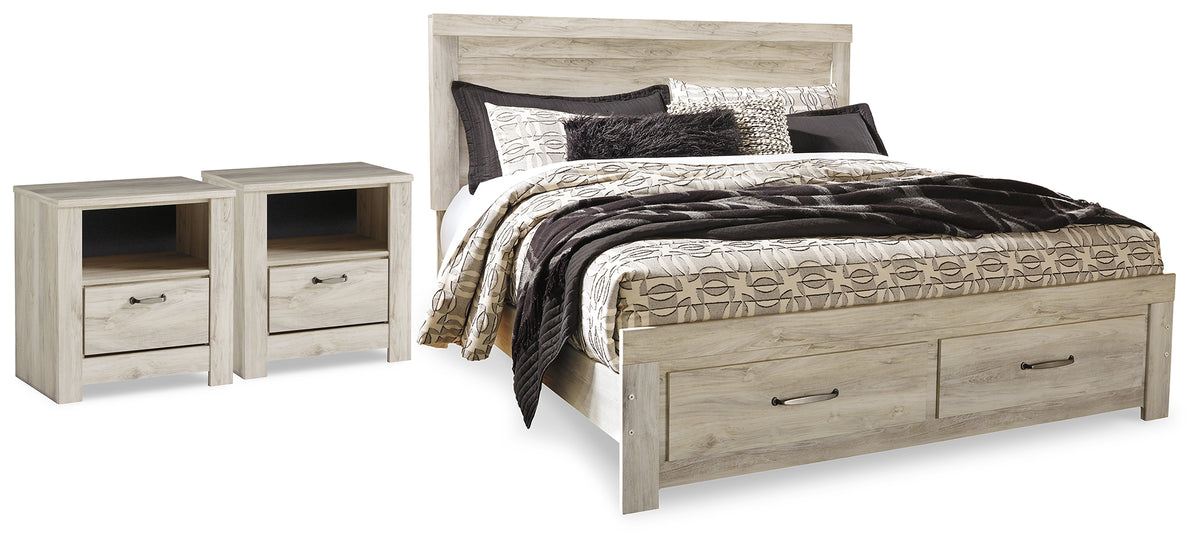 Homestyle Furniture - Ashley Furniture - Bellaby King Storage Bed and 2 Nightstands - King Storage Bed and 2 Nightstands - B331B23