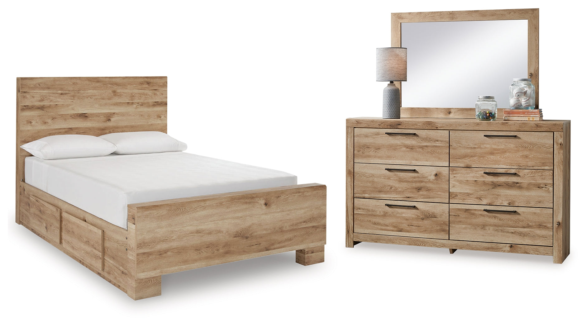Homestyle Furniture - Ashley Furniture - Hyanna Full Panel Bed with 2 Side Storage, Dresser and Mirror - Full Panel Bed with 2 Side Storage, Dresser and Mirror - B1050B31