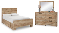 Homestyle Furniture - Ashley Furniture - Hyanna Full Panel Bed with 2 Side Storage, Dresser and Mirror - Full Panel Bed with 2 Side Storage, Dresser and Mirror - B1050B31