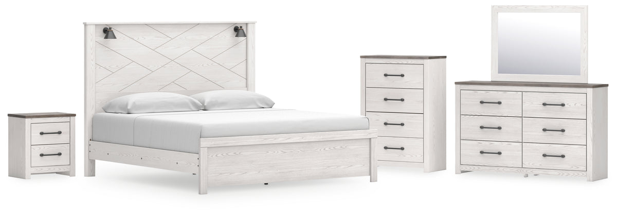 Homestyle Furniture - Ashley Furniture - Gerridan King Panel Bed, Dresser, Mirror, Chest, and Nightstand - King Panel Bed, Dresser, Mirror, Chest, and Nightstand - B1190B16