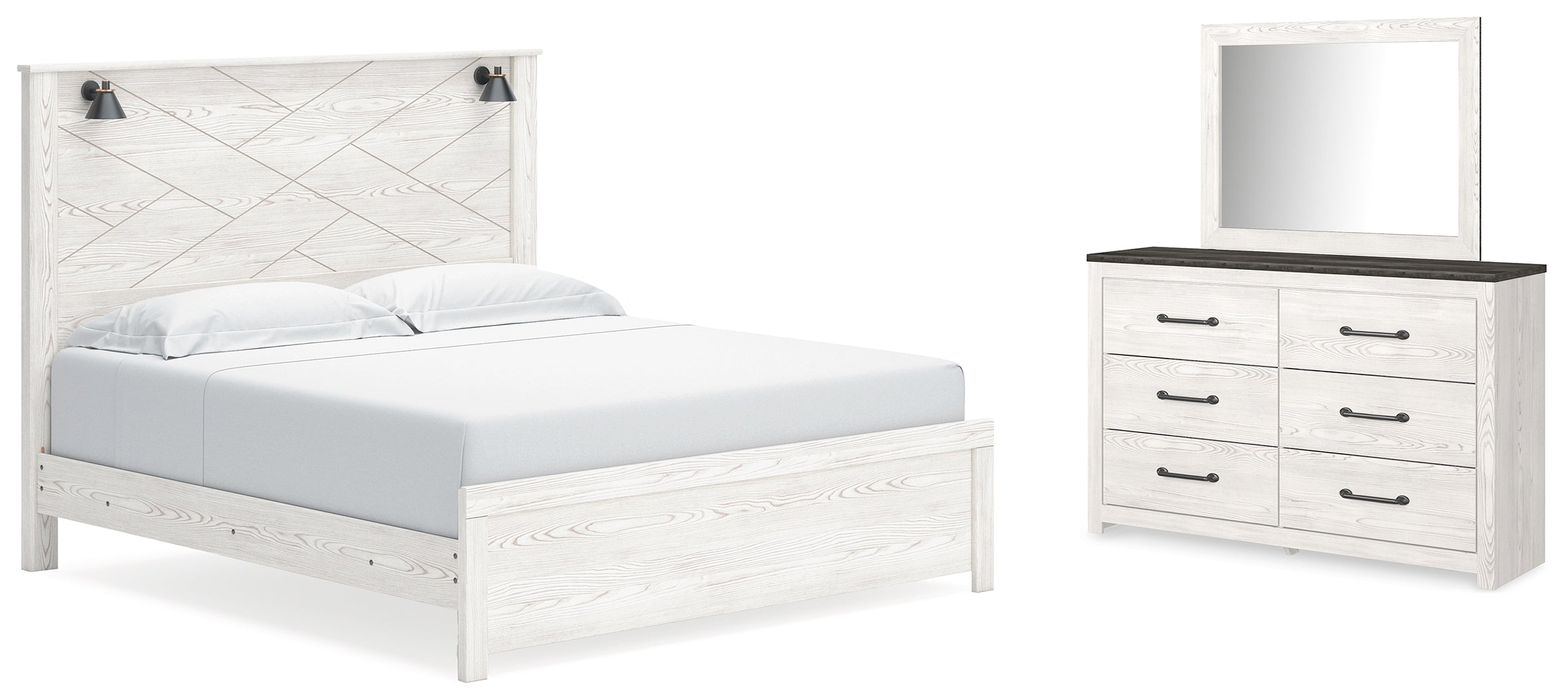 Homestyle Furniture - Ashley Furniture - Gerridan King Panel Bed, Dresser and Mirror - King Panel Bed, Dresser and Mirror - B1190B30