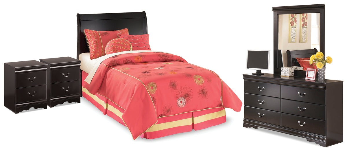 Homestyle Furniture - Ashley Furniture - Huey Vineyard Twin Sleigh Headboard, Dresser, Mirror and 2 Nightstands - Twin Sleigh Headboard, Dresser, Mirror and 2 Nightstands - B128B50