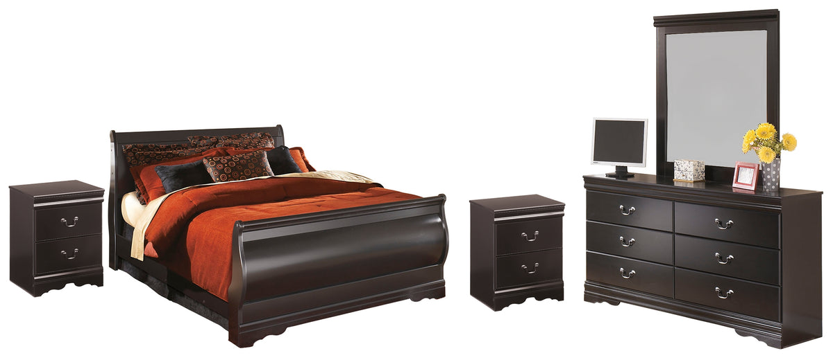 Homestyle Furniture - Ashley Furniture - Huey Vineyard Full Sleigh Bed with Mirrored Dresser and 2 Nightstands - Full Sleigh Bed with Mirrored Dresser and 2 Nightstands - B128B11
