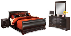 Homestyle Furniture - Ashley Furniture - Huey Vineyard Queen Bed with Mirrored Dresser and Nightstand - Queen Bed with Mirrored Dresser and Nightstand - B128B16
