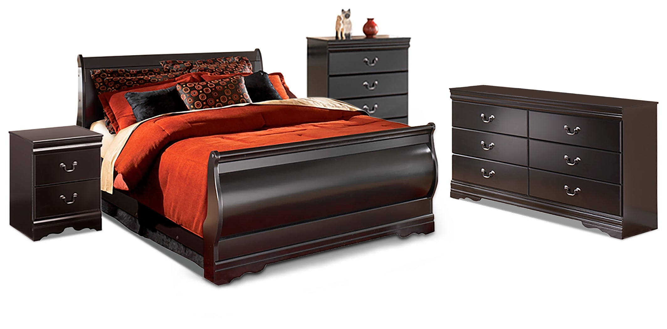 Homestyle Furniture - Ashley Furniture - Huey Vineyard Queen Sleigh Bed, Dresser, Chest and Nightstand - Queen Sleigh Bed, Dresser, Chest and Nightstand - B128B19