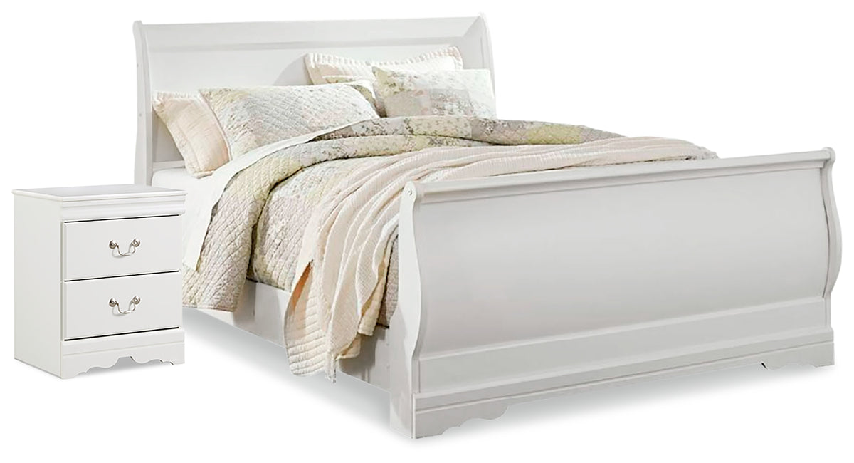Homestyle Furniture - Ashley Furniture - Anarasia Queen Sleigh Bed and Nightstand - Queen Sleigh Bed and Nightstand - B129B15