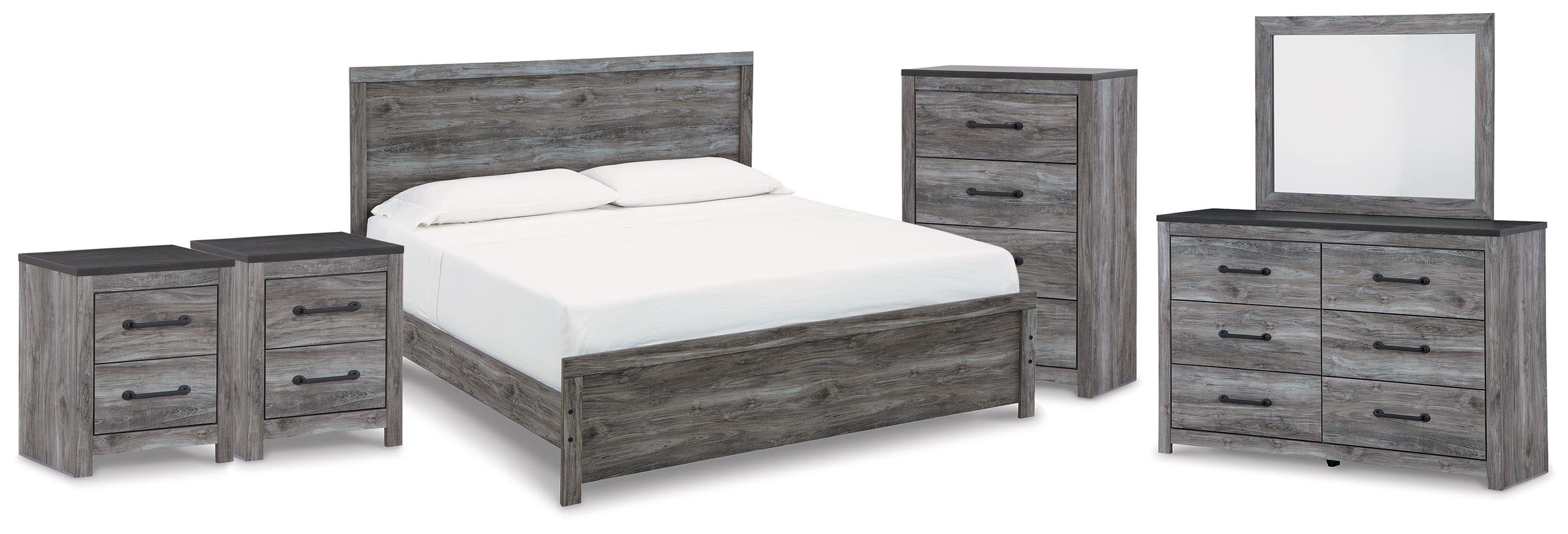 Homestyle Furniture - Ashley Furniture - Bronyan King Panel Bed, Dresser, Mirror, Chest and 2 Nightstands - King Panel Bed, Dresser, Mirror, Chest and 2 Nightstands - B1290B8