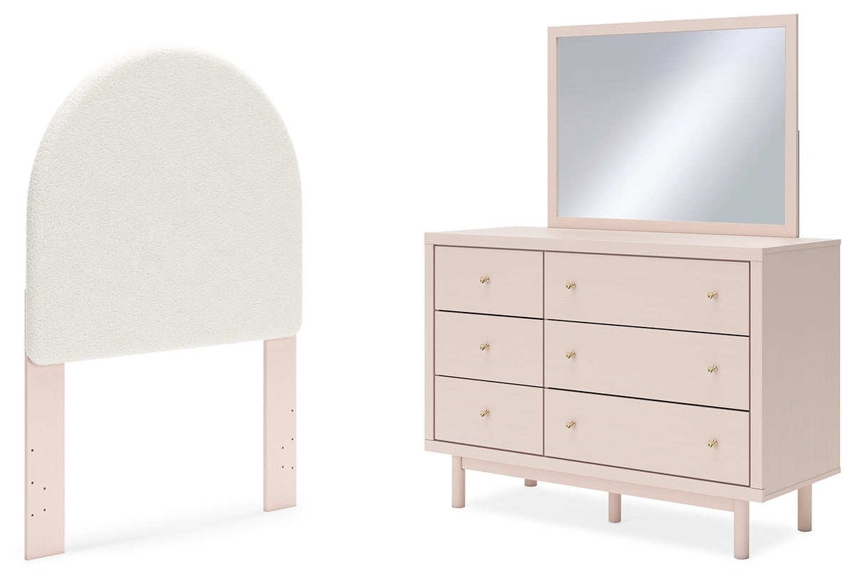Homestyle Furniture - Ashley Furniture - Wistenpine Twin Upholstered Panel Headboard, Dresser and Mirror - Twin Upholstered Panel Headboard, Dresser and Mirror - B1323B10